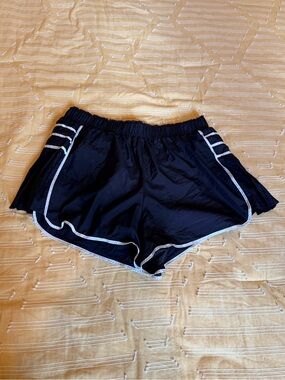 Women's Black Athletic Shorts with White Trim